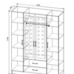 СОФИ СШК1600.1Шкаф 4-х ств с2мя зерк, 2 ящиками в Уфе - ufa.mebel24.online | фото 2