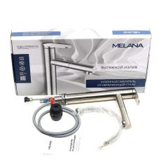 Смеситель д/кухни MELANA-F610303 Stello нерж.сталь, однорычажный, сатин, вытяжной излив в Уфе - ufa.mebel24.online | фото 2