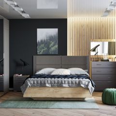 Спальня Livorno Модульная (Софт Графит/Дуб Бунратти) в Уфе - ufa.mebel24.online | фото 2