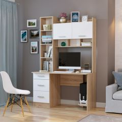 Стол компьютерный ПКС-5 Дуб сонома/Белый глянец в Уфе - ufa.mebel24.online | фото