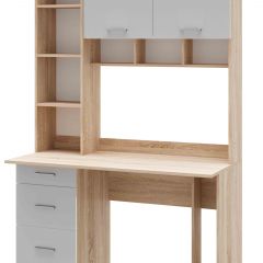 Стол компьютерный ПКС-5 Дуб сонома/Белый глянец в Уфе - ufa.mebel24.online | фото 2