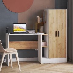 Стол компьютерный СКМ-1 ЛДСП Белый/Дуб крафт золотой в Уфе - ufa.mebel24.online | фото