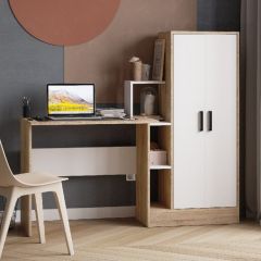 Стол компьютерный СКМ-1 ЛДСП Белый/Дуб сонома в Уфе - ufa.mebel24.online | фото