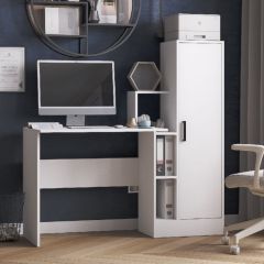 Стол компьютерный СКМ-2 ЛДСП Белый в Уфе - ufa.mebel24.online | фото