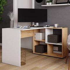 Стол компьютерный угловой СКМУ-4 Белый/Дуб крафт золотой в Уфе - ufa.mebel24.online | фото