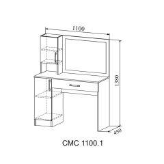 СОФИ Стол макияжный СМС 1100.1 с зеркалом (дуб сонома/белый) в Уфе - ufa.mebel24.online | фото 2