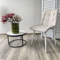 Стул CHIC HE622-01/ HE622-05 топленое молоко, ткань/ белый каркас М-City в Уфе - ufa.mebel24.online | фото 4