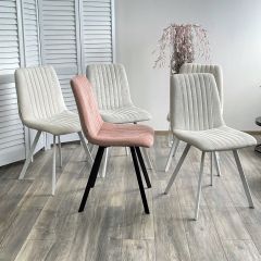 Стул ELVIS WZ2042-01 молочный фактурный велюр / белый каркас М-City в Уфе - ufa.mebel24.online | фото 2