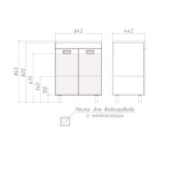 Тумба под умывальник Elen 65 Cube без ящика Домино (DC5002T) в Уфе - ufa.mebel24.online | фото 3