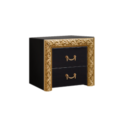 Тумба прикроватная (2 ящика)Тиффани Premium черная/золото (ТФТП-1(П) в Уфе - ufa.mebel24.online | фото