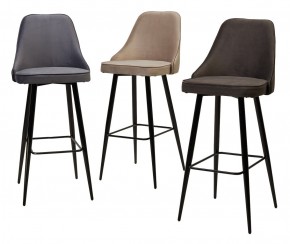Барный стул NEPAL-BAR СЕРЫЙ #27, велюр/ черный каркас (H=78cm) М-City в Уфе - ufa.mebel24.online | фото 2