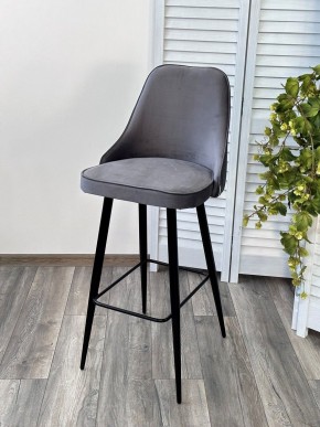 Барный стул NEPAL-BAR СЕРЫЙ #27, велюр/ черный каркас (H=78cm) М-City в Уфе - ufa.mebel24.online | фото 6