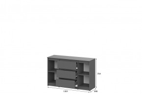 ДЕНВЕР Комод 3 ящика двухстворчатый (Графит серый) в Уфе - ufa.mebel24.online | фото 2
