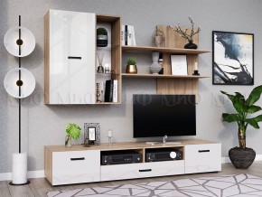Гостиная Нэнси NEW Вариант №5 ЛДСП (Белый глянец/Сонома) в Уфе - ufa.mebel24.online | фото