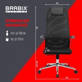 Кресло BRABIX PREMIUM "Ultimate EX-801" хром, плотная двойная сетка Х2, черное, 532917 в Уфе - ufa.mebel24.online | фото 7