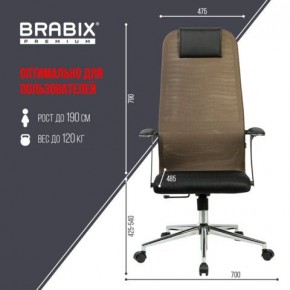 Кресло BRABIX PREMIUM "Ultimate EX-801" хром, плотная двойная сетка Х2, черное/коричневое, 532920 в Уфе - ufa.mebel24.online | фото 6