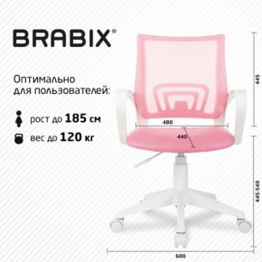 Кресло BRABIX "Fly MG-396W", с подлокотниками, пластик белый, сетка, розовое, 533008 в Уфе - ufa.mebel24.online | фото 5