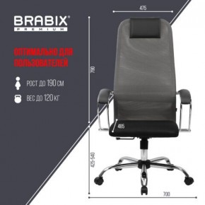 Кресло офисное BRABIX PREMIUM "Ultimate EX-800" хром, плотная двойная сетка Х2, черное/серое, 532912 в Уфе - ufa.mebel24.online | фото 3