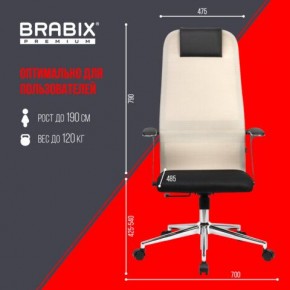 Кресло офисное BRABIX PREMIUM "Ultimate EX-801" хром, плотная двойная сетка Х2, черное/бежевое, 532919 в Уфе - ufa.mebel24.online | фото 6