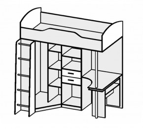 Кровать-чердак Бриз-1 УНИ (Белый глянец/Бетон светлый) в Уфе - ufa.mebel24.online | фото 2