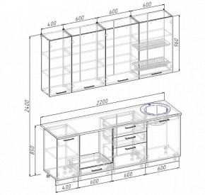 Кухонный гарнитур Антрацит 2200 (Стол. 26мм) в Уфе - ufa.mebel24.online | фото 3