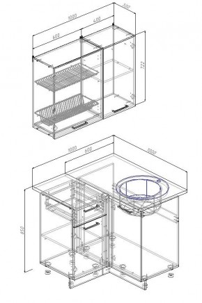 Кухонный гарнитур угловой Антрацит 1000х1000 (Стол. 38мм) в Уфе - ufa.mebel24.online | фото 2