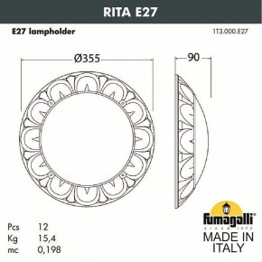 Накладной светильник Fumagalli Rita 1T3.000.000.AYE27 в Уфе - ufa.mebel24.online | фото 2