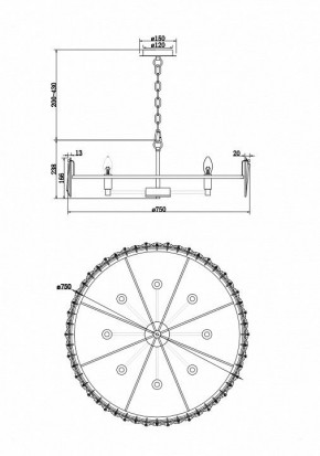 Подвесной светильник Maytoni Puntes MOD043PL-08CH в Уфе - ufa.mebel24.online | фото 4