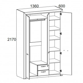 Шкаф 3D2S Z, OLIVIA, цвет вудлайн крем/дуб анкона в Уфе - ufa.mebel24.online | фото