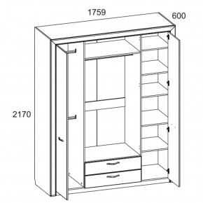 Шкаф 4D2S Z, OLIVIA, цвет вудлайн крем/дуб анкона в Уфе - ufa.mebel24.online | фото