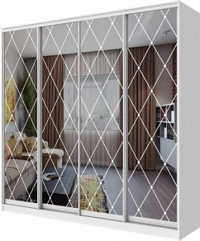 Шкаф-купе ХИТ 23-24/2-6666 РОМБ БОЛЬШОЙ НА 4 ФАСАДА в Уфе - ufa.mebel24.online | фото