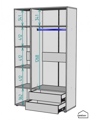 Шкаф Linnea MHR-3PO-2 2050х1200х510 (Белый-М 11.1.1) в Уфе - ufa.mebel24.online | фото 3