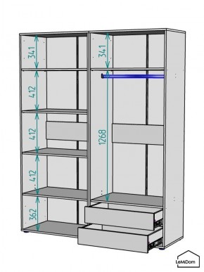 Шкаф Linnea MHR-4PO-2 2050х1600х510 (Белый-М 11.1.2) в Уфе - ufa.mebel24.online | фото 3