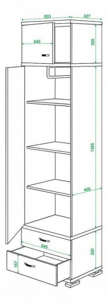 Шкаф платяной Домино КС-10 в Уфе - ufa.mebel24.online | фото 3