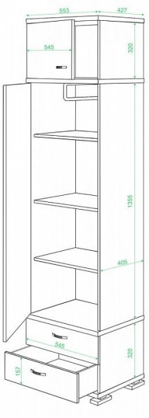 Шкаф платяной Домино КС-10 в Уфе - ufa.mebel24.online | фото 2