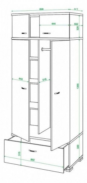 Шкаф платяной Домино КС-20 в Уфе - ufa.mebel24.online | фото 3