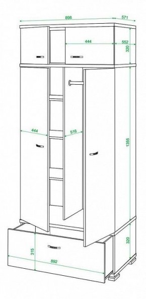 Шкаф платяной Домино КС-20 в Уфе - ufa.mebel24.online | фото 3
