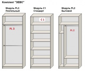 Шкаф распашной серия «ЗЕВС» (PL3/С1/PL2) Серый камень/Небраска натуральный в Уфе - ufa.mebel24.online | фото 2