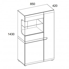 Шкаф с витриной 3D-1S/TYP 32, LINATE ,цвет белый/сонома трюфель в Уфе - ufa.mebel24.online | фото 2