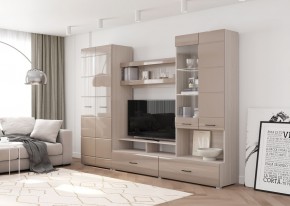 Стенка НЕНСИ 1 (Ясень Шимо светлый/Капучино глянец) в Уфе - ufa.mebel24.online | фото 2