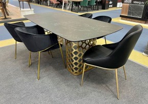 Стол CHIAVARI 220 KL-116 Черный мрамор матовый, итальянская керамика / бронзовый, ®DISAUR в Уфе - ufa.mebel24.online | фото 2