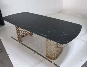 Стол CHIAVARI 220 KL-116 Черный мрамор матовый, итальянская керамика / бронзовый, ®DISAUR в Уфе - ufa.mebel24.online | фото 6