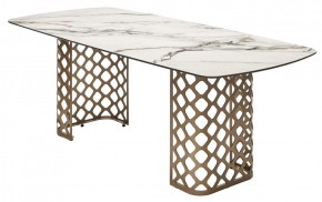 Стол CHIAVARI 220 KL-188 Контрастный мрамор матовый, итальянская керамика / Шампань, ®DISAUR в Уфе - ufa.mebel24.online | фото