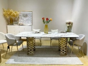 Стол CHIAVARI 220 KL-188 Контрастный мрамор матовый, итальянская керамика / Шампань, ®DISAUR в Уфе - ufa.mebel24.online | фото 2