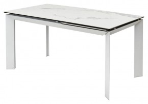 Стол CREMONA 140 HIGH GLOSS STATUARIO Белый мрамор глянцевый, керамика/ белый каркас, ®DISAUR в Уфе - ufa.mebel24.online | фото 1
