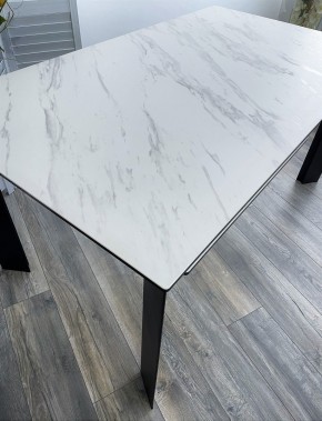 Стол CREMONA 140 KL-99 Белый мрамор матовый, итальянская керамика / черный каркас, ®DISAUR в Уфе - ufa.mebel24.online | фото 3