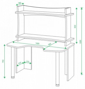 Стол компьютерный Домино lite СКЛ-Игр140 в Уфе - ufa.mebel24.online | фото 2