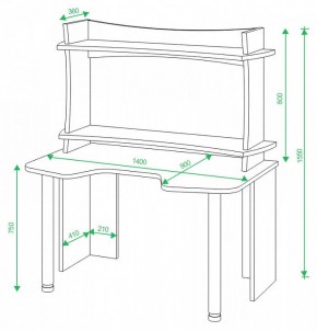 Стол компьютерный Домино Lite СКЛ-Игр140+НКИЛ140ВЛ в Уфе - ufa.mebel24.online | фото 2
