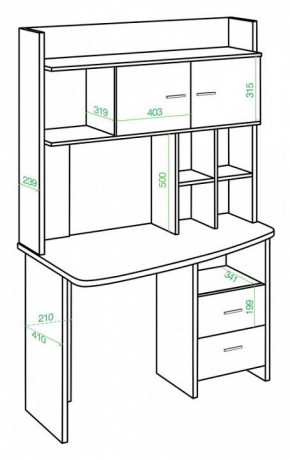 Стол компьютерный Домино Lite СКЛ-Крл120+НКЛХ-120 в Уфе - ufa.mebel24.online | фото 2