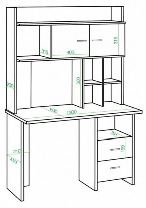 Стол компьютерный Домино Lite СКЛ-Прям120Р+НКЛХ-120 в Уфе - ufa.mebel24.online | фото 2